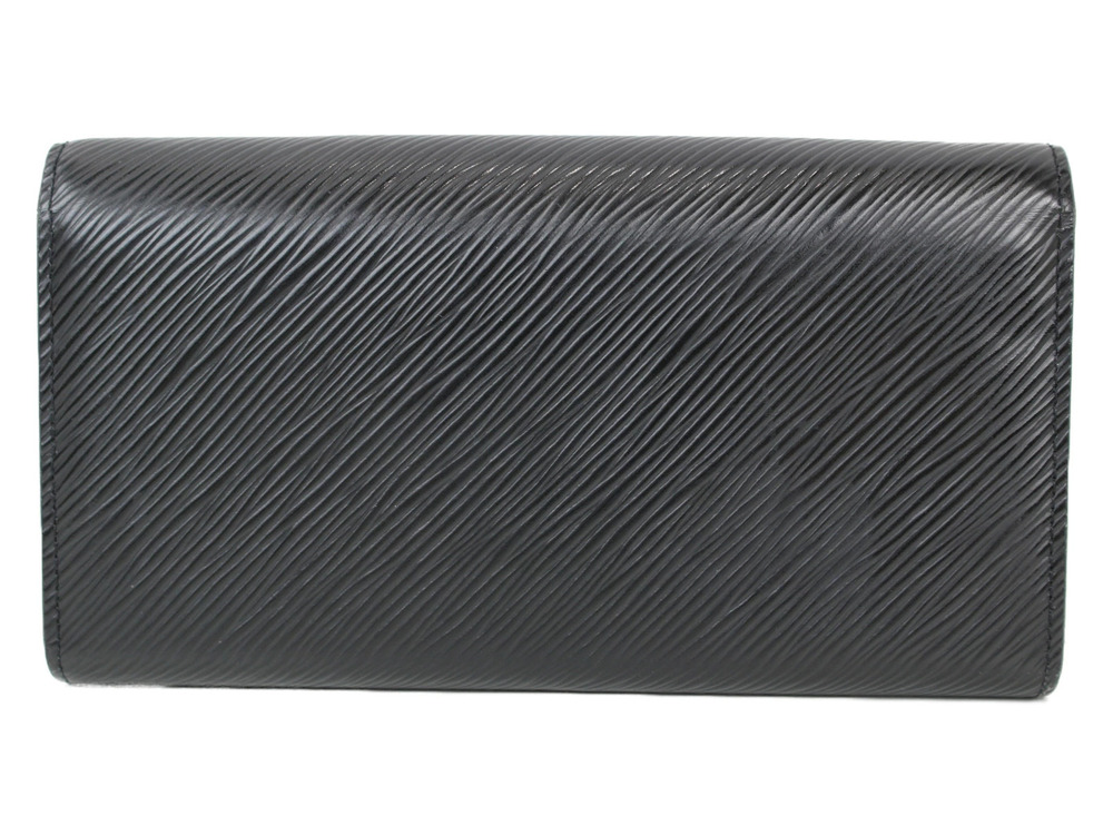 Louis Vuitton Flower Twist Long Wallet Black Portefeuille Leather Noir Epi Black